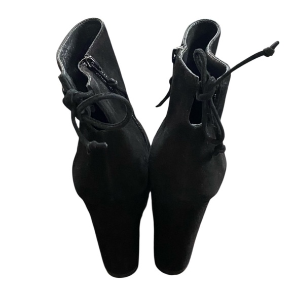 STUART WEITZMAN Lofty Suede Pointed Toe Booties BLOCK BLACK 7.5 Retro Goth - Picture 6 of 10